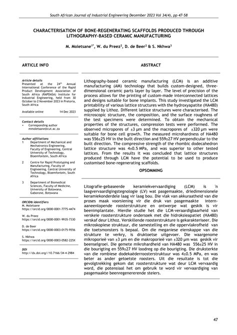 Pdf Characterisation Of Bone Regenerating Scaffolds Produced Through