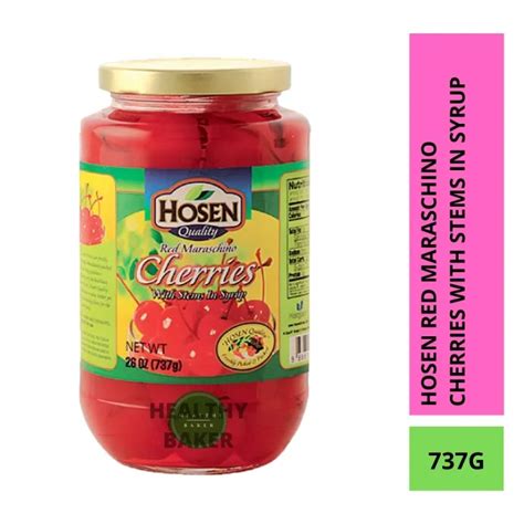 Ready Stock Hosen Red Maraschino Cherries With Stems In Syrup 737g