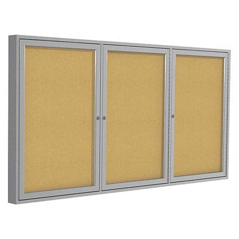 Ghent Enclosed Bulletin Board Cork 96 In Wd 48 In Ht Locks 2 Keys Natural Hinged 9eyv0