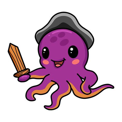 Cute little pirate octopus cartoon 12378405 Vector Art at Vecteezy