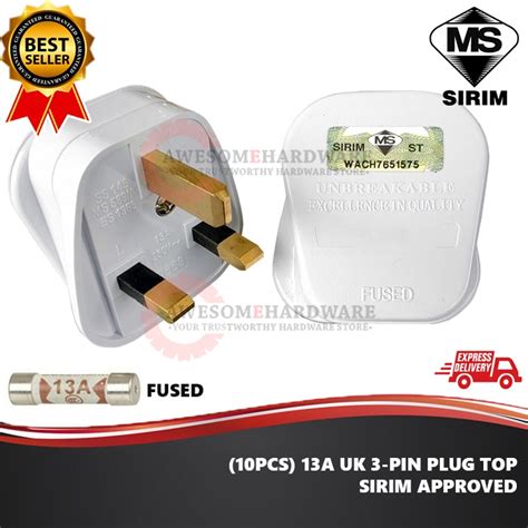 Sirim A Uk Pin Plug Top Sirim Approved Kepala Plug Shopee