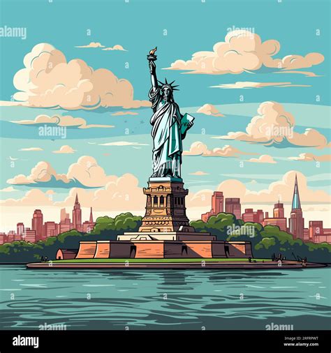 Statue Of Liberty Hand Drawn Comic Illustration Statue Of Liberty