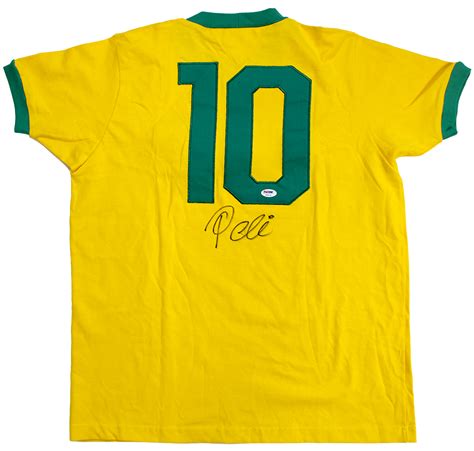 Pele Autographed CBD Brazil Yellow Copa Mundo Jersey