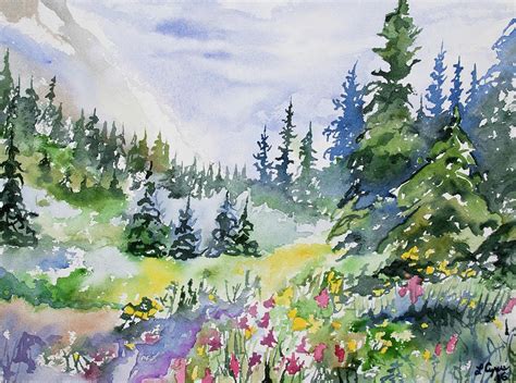 Watercolor Colorado Summer Scene Painting By Cascade Colors Pixels