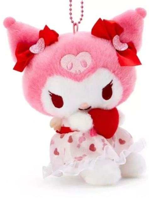 Kuromi Sanrio Valentine T Plush Doll With Keychain Pink Kawaii 2022