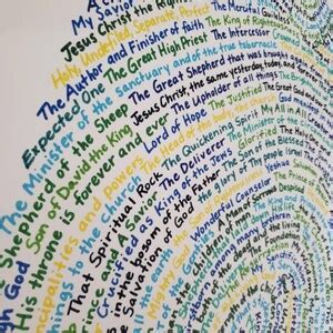 Names Of Jesus Thumbprint Blues And Greens Christian Etsy