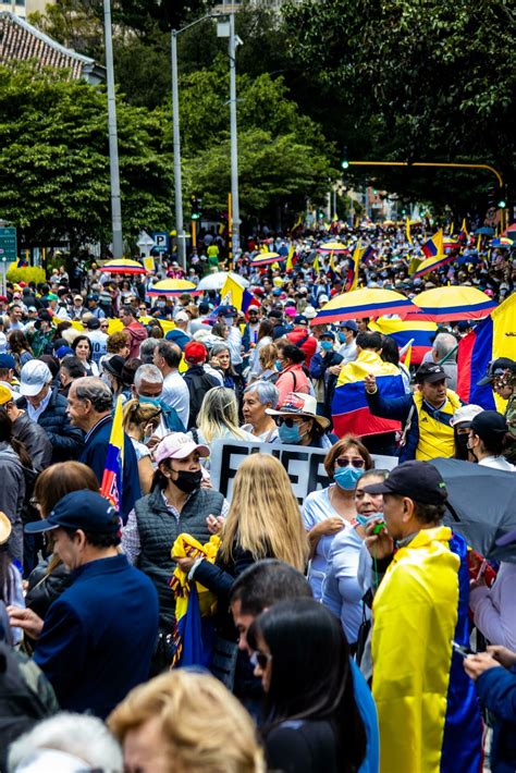 Bogota, Colombia, 2022. Peaceful protest marches in Bogota Colombia