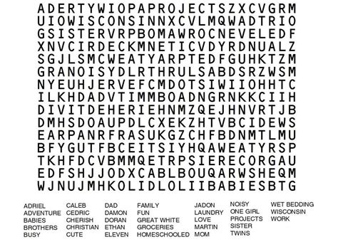 Printable Jumbo Word Search