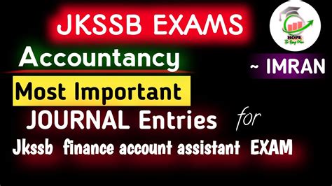 Important Journal Entries 🔥 For Jkssb Finance Account Assistants