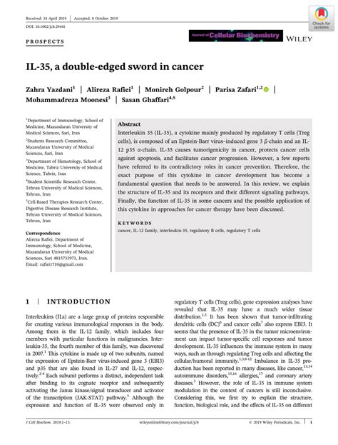 Pdf Il A Doubleedged Sword In Cancer