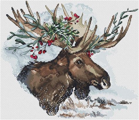 The Guardian Of The Winter Forest PDF Cross Stitch Pattern Moose Cross