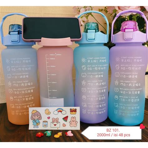 Jual Botol Viral Motivasi Minum 2 Liter Jumbo Tumblr Air Tanda Waktu