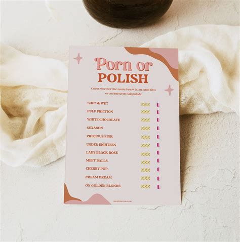RETRO 70s Bridal Shower Game Porn Or Polish Game Printable Etsy