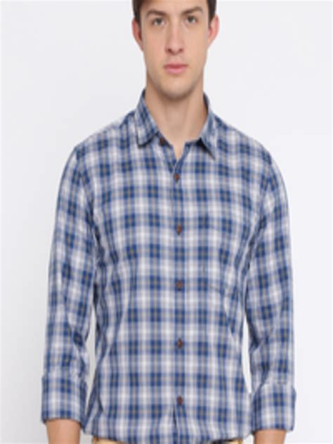 Buy Mast And Harbour Men Blue And White Regular Fit Checked Casual Shirt Shirts For Men 2009012