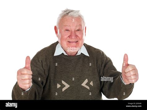 Picture Of A Confident Old Man Showing Thumb Up Isolated Background