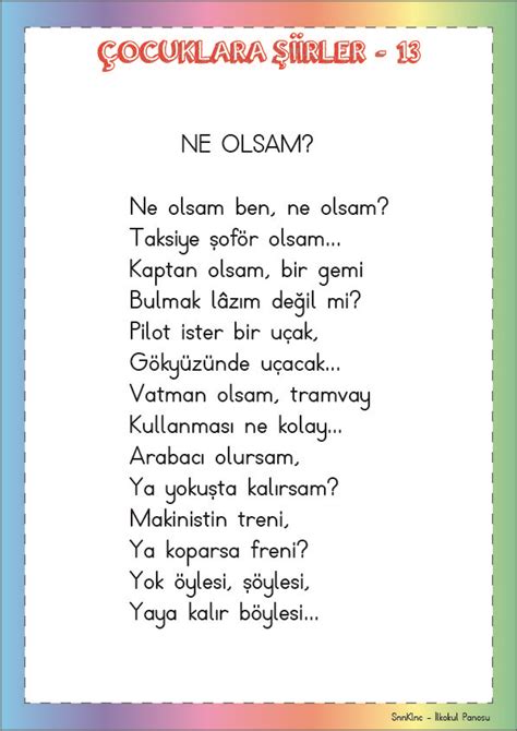 28 Tane Çocuk Şiiri İlkokul Okuduğunu Anlama Şiir