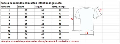 Marcelo Uniformes Tabela De Medidas Camisetas Infantis Atelier Yuwa