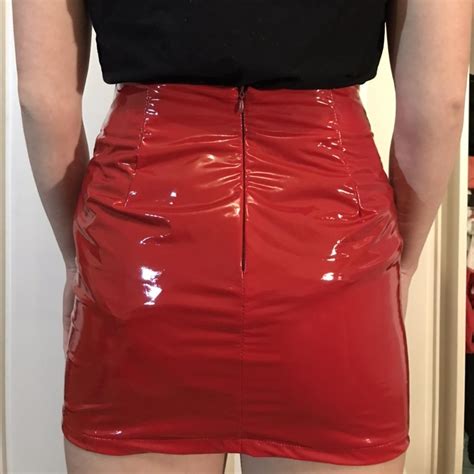 Gorgeous Red Latex Skirt With Small Zipper On The Depop