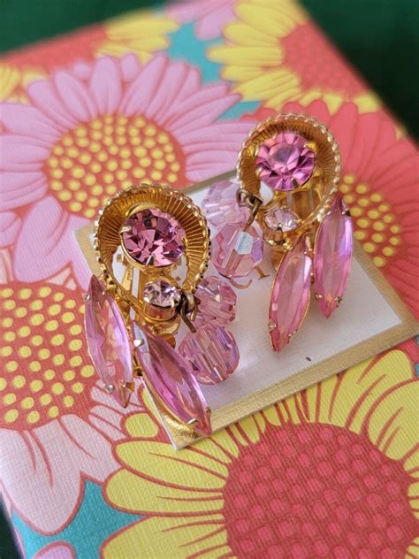 Vintage TARA Juliana D E Made Pink Chacha Earrings RA Gem