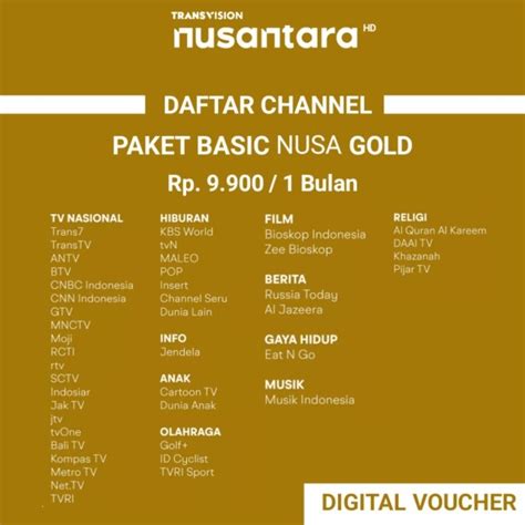 Jual Paket Nusa Gold Transvision Nusantara HD Combo Merdeka Dan