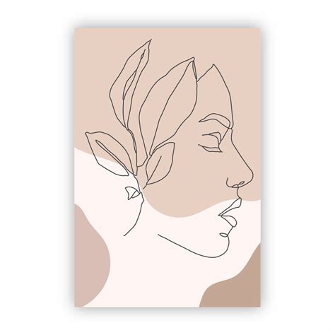 Quadro Canvas Desenho De Mulher E Planta Minimalista X Cm Loja