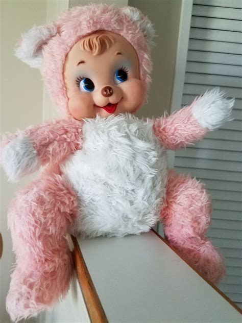 Vintage Rushton Rubber Face Plush Pink Teddy Bear 18 With Images