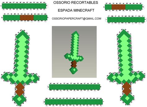 OSSORIO RECORTABLES DE PAPEL Espada Minecraft Color Verde