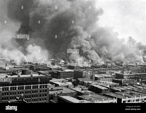 Vintage Photograph Of Tulsa Oklahoma Burning As A Result Of The Tulsa