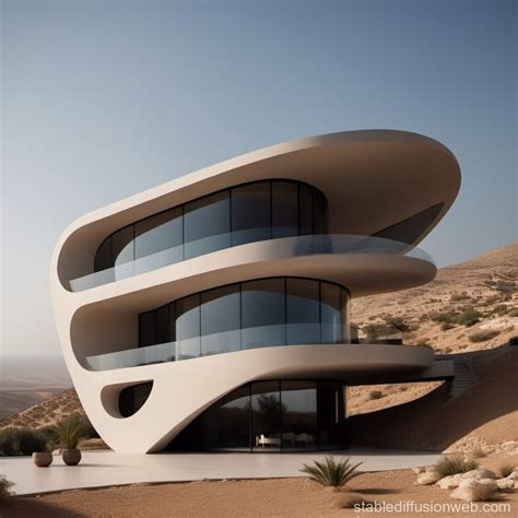 Zaha Hadid Inspired Palestinian Residence Stable Diffusion Online