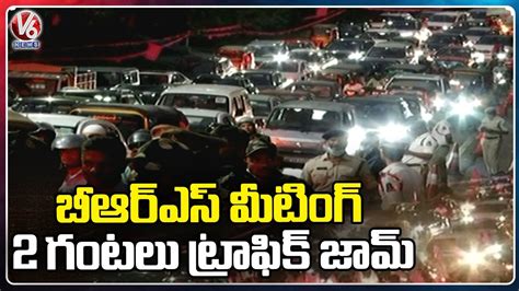 Heavy Traffic Jam At Telangana Bhavan Due To Brs Party Rally