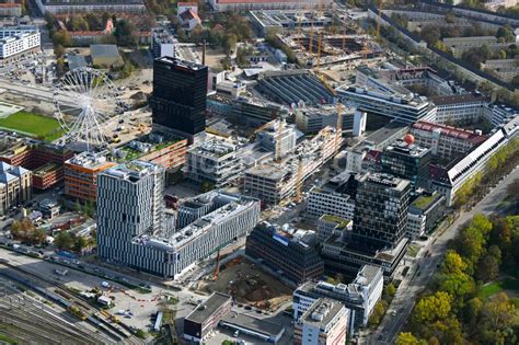 Luftbild M Nchen Baustelle Zum Neubau Des Hochhaus Geb Udekomplexes