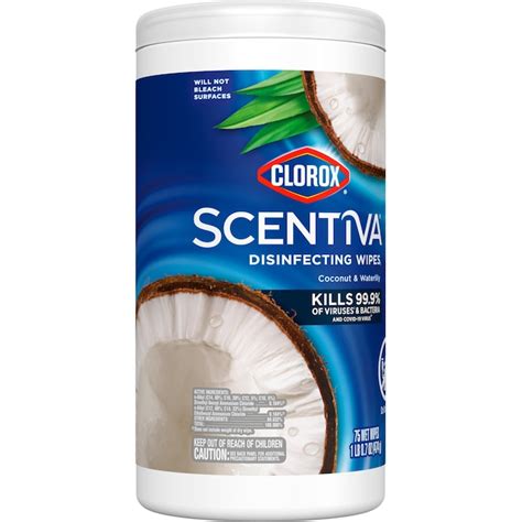 Clorox Scentiva 75 Count Coconut And Water Lily Disinfectant Wipes All Purpose Cleaner