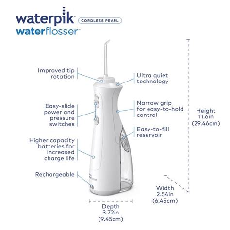 White Waterpik® Cordless Pearl Water Flosser Wf 13cd010