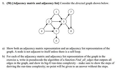 SOLVED 13 50 Adjacency Matrix And Adjacency List Consider The