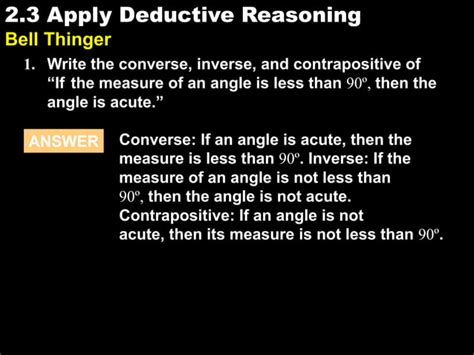 Apply Deductive Reasoning Ppt