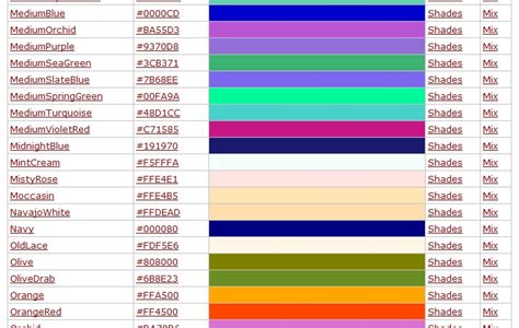 Html Color Names W3schools Medium Slate Blue Navajowhite Color Names