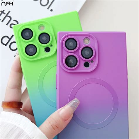 For Iphone 15 Pro Max Luxury Magsafe Magnetic Gradient Soft Phone Case For Iphone 11 12