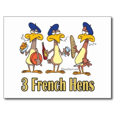 Three French Hens Rd Third Day Of Christmas Holiday Postcard Zazzle