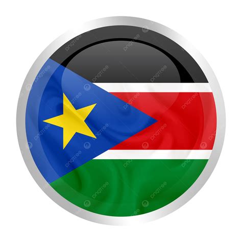 South Sudan Flag Vector With Circle Silver Frame South Sudan Round