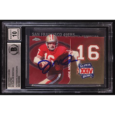 Joe Montana Signed Topps Chrome Dynasties Dynjm Bgs Autograph