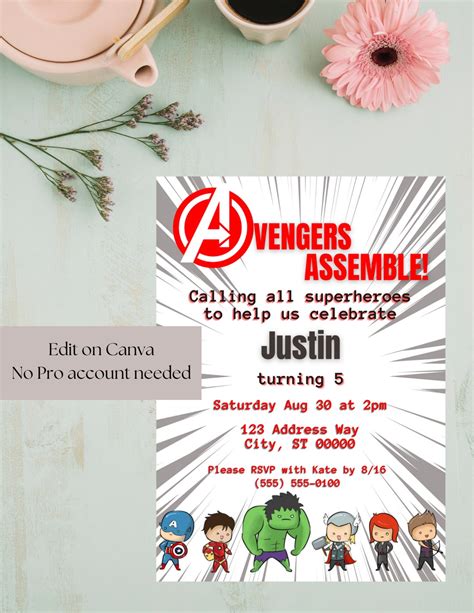 Avengers Birthday Invitation Template - Etsy