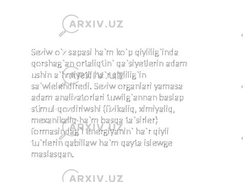 Sezimnin Fiziologiyaliq Mexanizmleri Sezim Turleri Esitiwdin