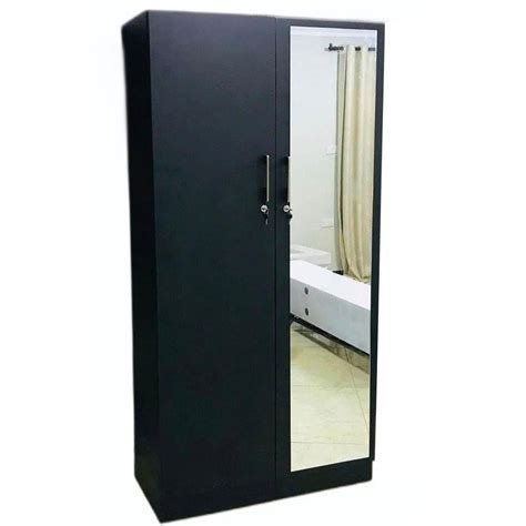 Engineered Wood Wooden 2 Doors Black Wardrobe Without Locker At Rs