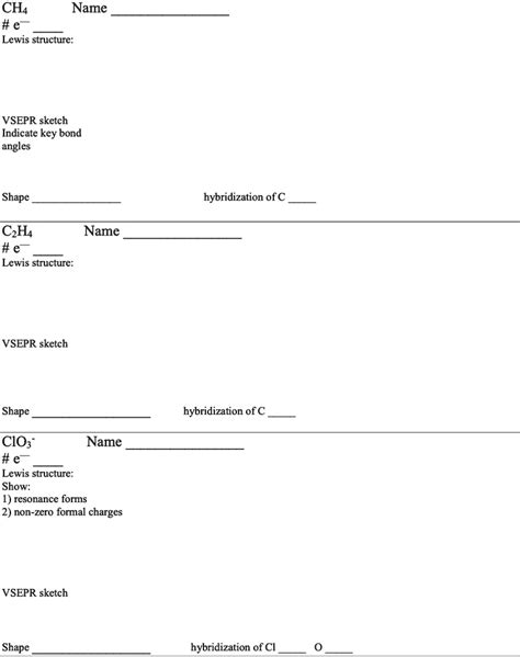 Solved Ch Name Methane Lewis Structure Vsepr Sketch Indicate Key