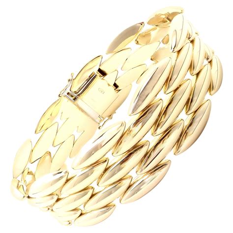 Cartier Gentiane Five Row Wide Rice Yellow Gold Link Bracelet At