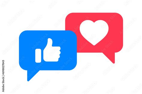 Like And Love Icon Button Thumbs Up And Heart Flat Icon In Modern D