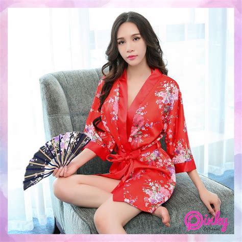 Jual Pinky Lingerie Set Bunga Kimono Baju Tidur Kostum Jubah Jepang
