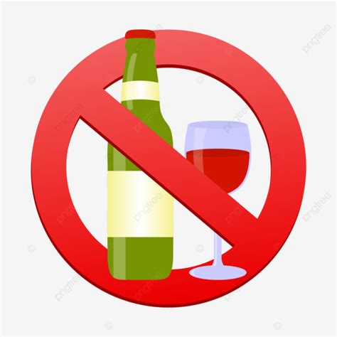 No Beber Alcohol Con Señal Prohibida PNG dibujos No Alcohol Prohibir