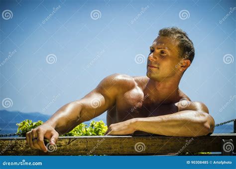 Handsome Muscular Shirtless Hunk Man Outdoor Stock Image Image Of Caucasian Naked