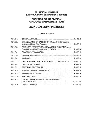 Fillable Online Nccourts Local Calendaring Rules The North Carolina